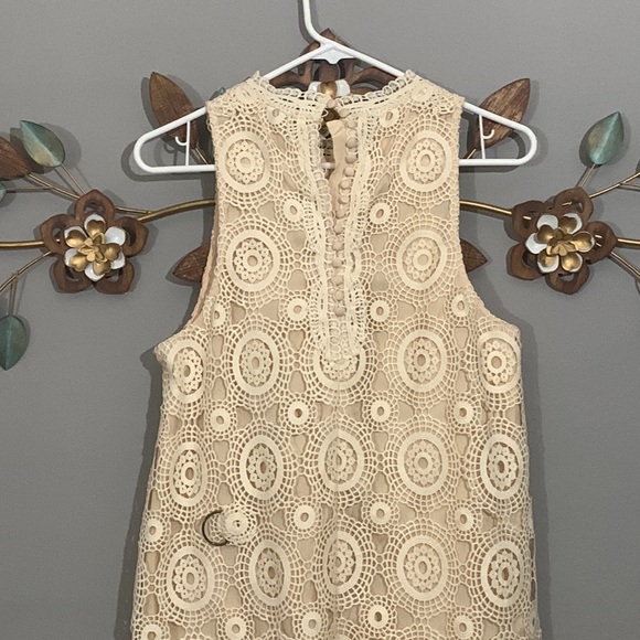 Free People Selma Ivory Crochet Sleeveless Dress Size 10 - Picture 6 of 8